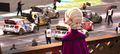 Queen Elsa as she presides the first annual Rallycross championship in Arendelle.